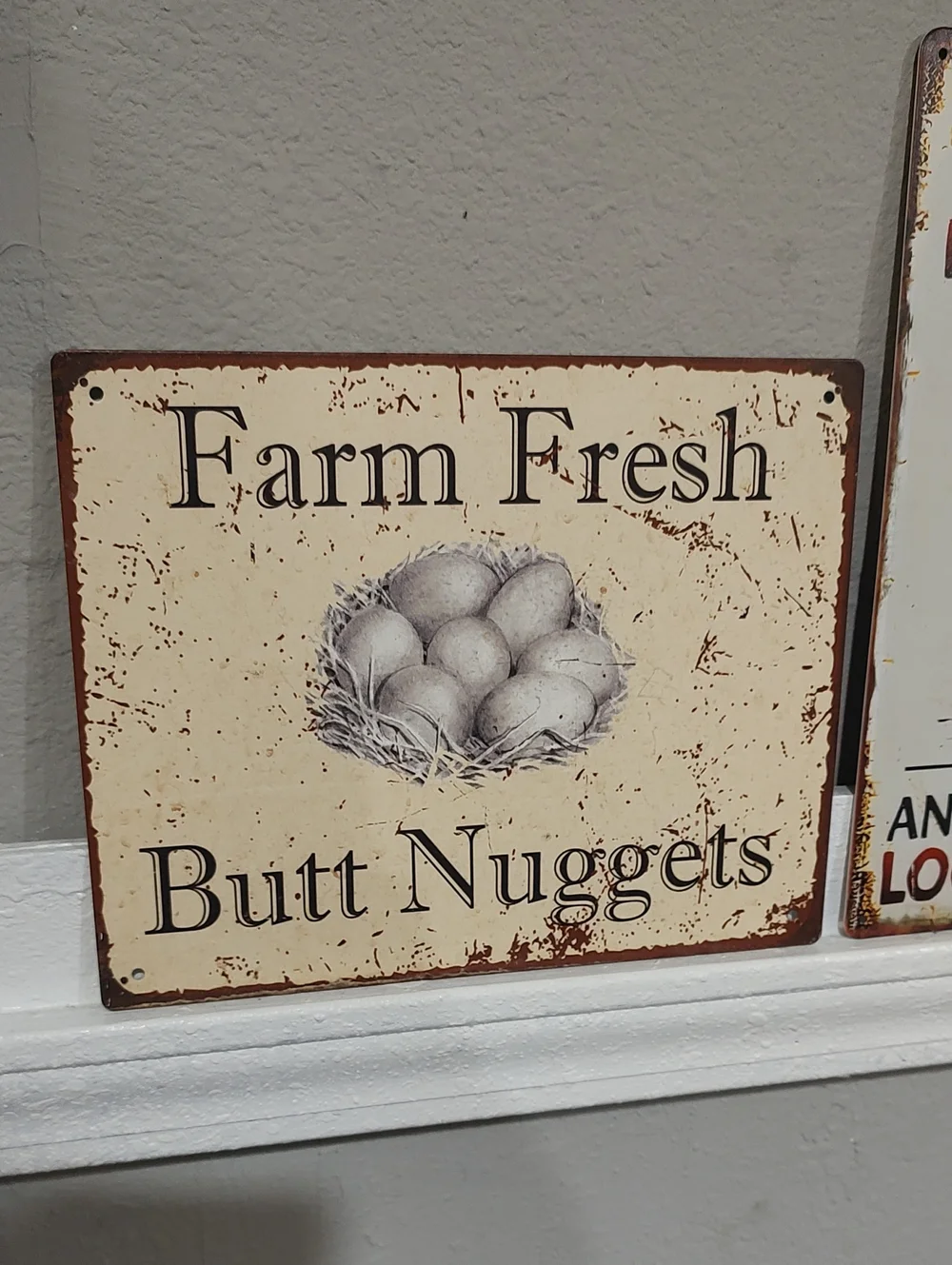 Farm Fresh Butt Nuggets Vintage-Style Tin Wall Sign